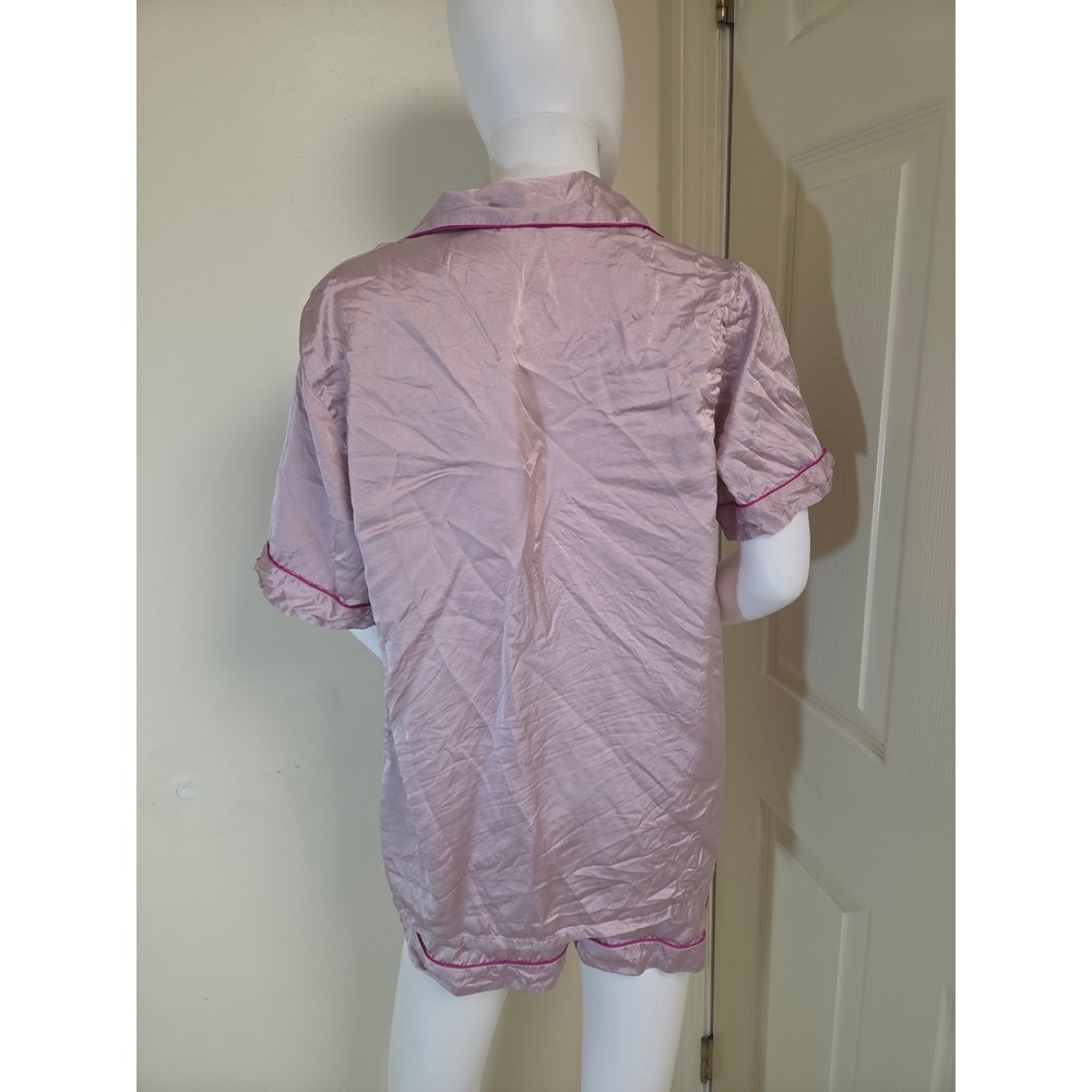 Silksilky 100% Silk Pajama Set Womens Medium Dusty Rose Pink Short Sleeve Shorts - Picture 9 of 12